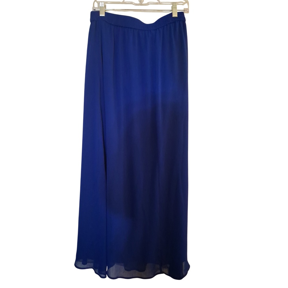 Old Navy Womens Royal Blue Chiffon Maxi Skirt Elastic Waist Lined Size Medium